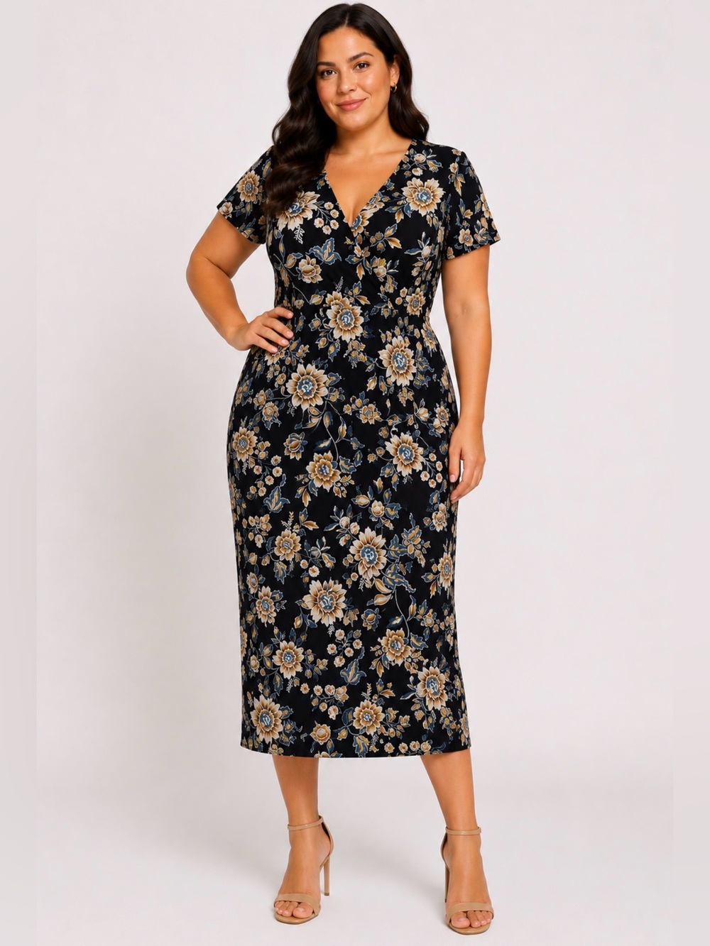 Fortune & Ivy Floral Maxi Dress - Black and Cream